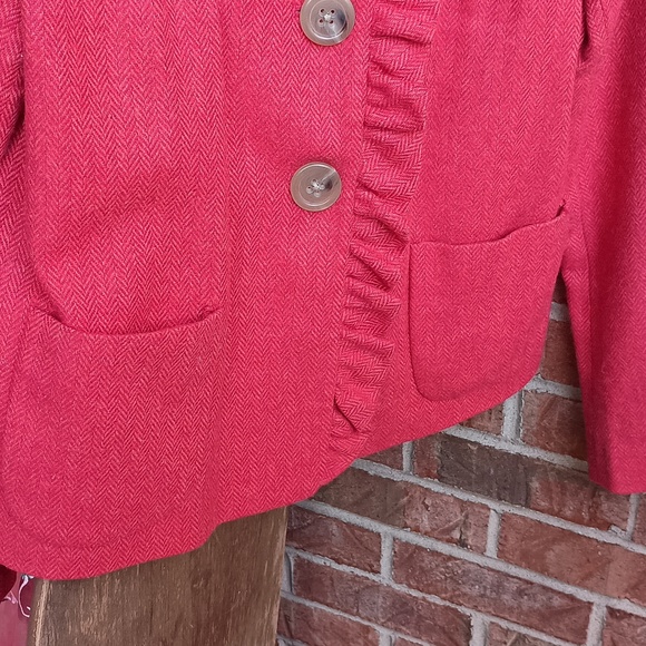 Wool jacket ( beating to orange red rhythm.) Not typical blazer jacket ☺️ - Picture 4 of 4